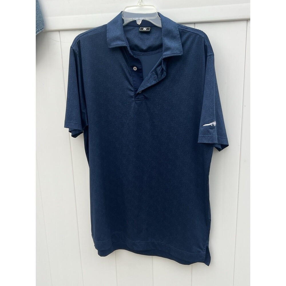 Men's (FJ) FootJoy golf shirt Sz Medium Navy Blue Gator Logo Short Sleeve